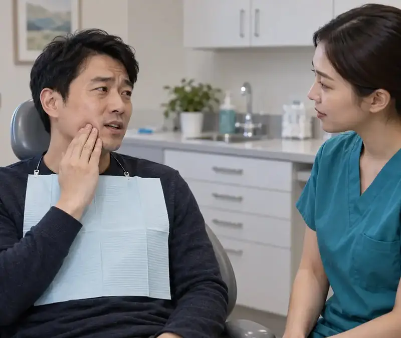 Man experiencing pain while chewing